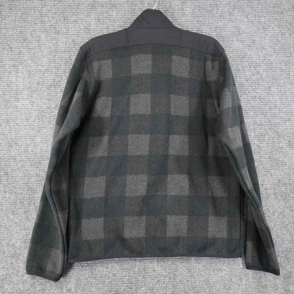 Columbia Buffalo Plaid Fleece Pullover Mens L Quarter Zip Grey Black Outdoor